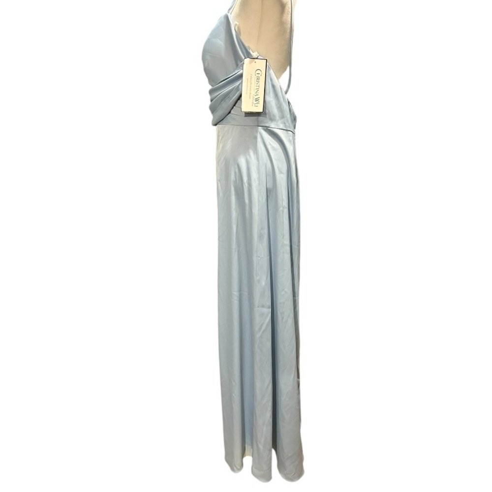 Christina Wu Chambray Matte Charmeuse A-Line Evening Bridesmaid Dress Sz 12 NWT - Picture 4 of 9